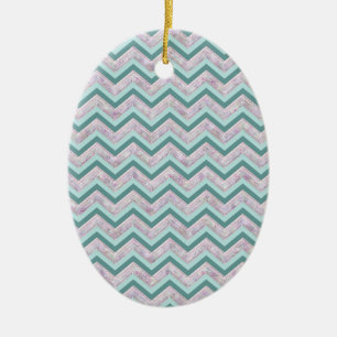Adorno De Cerámica Patrón ZigZag Verde azulado de Pearl Floral