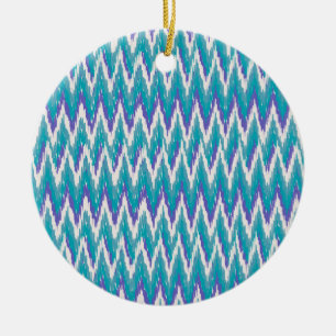 Adorno De Cerámica Patrón ZigZag verde azulado y Amethyst