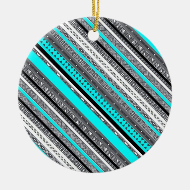 Adorno De Cerámica Patrones aztecos de agua gris lisa (Frente)