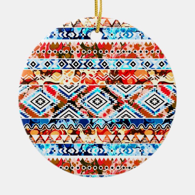 Adorno De Cerámica Patrones aztecos de chicharrón alegre (Frente)
