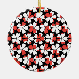 Adorno De Cerámica Patrones de flores blancas rojas lisas