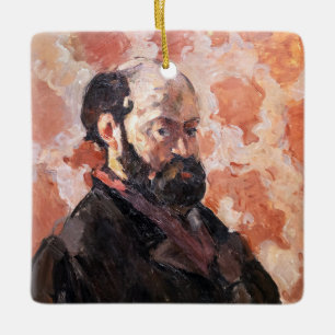 Adorno De Cerámica Paul Cezanne - autorretrato de fondo rosa
