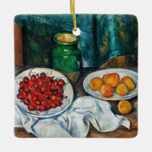 Adorno De Cerámica Paul Cezanne - Bodegón con cerezas y melocotones
