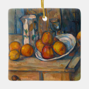Adorno De Cerámica Paul Cezanne - Bodegón con jarra de leche y frutas