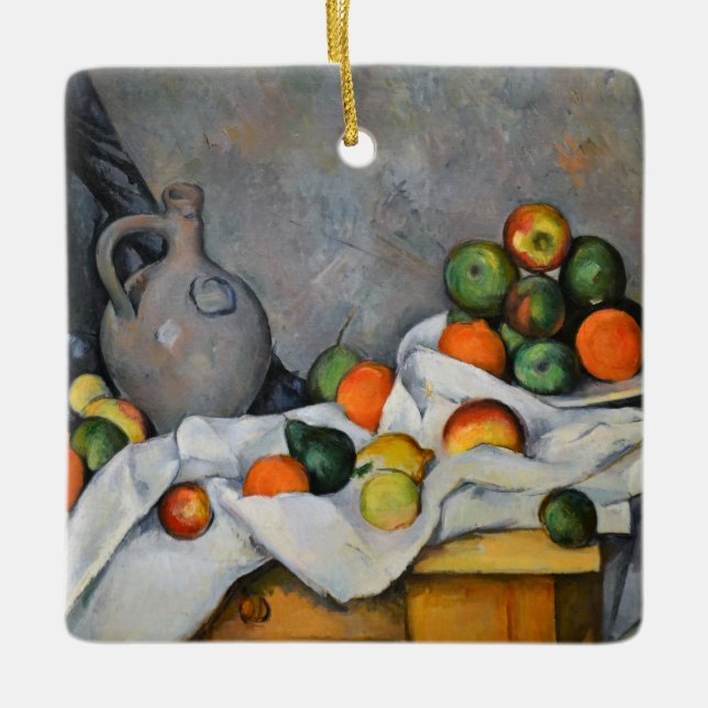 Adorno De Cerámica Paul Cezanne - Curtain, Jug and Fruit Bowl (Anverso)