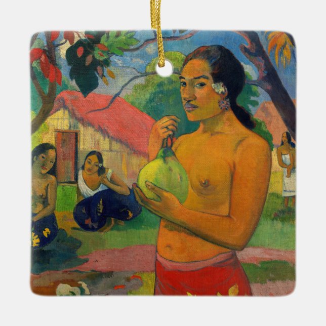 Adorno De Cerámica Paul Gauguin - Mujer sosteniendo un fruto (Anverso)