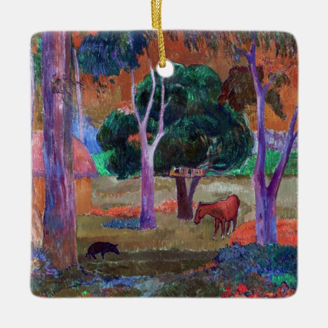 Adorno De Cerámica Paul Gauguin - Paisaje con cerdo y caballo (Anverso)