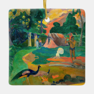 Adorno De Cerámica Paul Gauguin - Paisaje con Pavos Reales / Matamoe