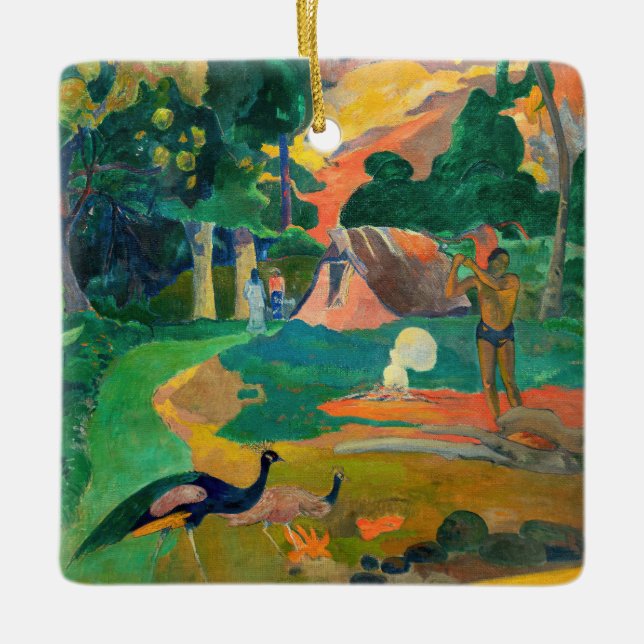Adorno De Cerámica Paul Gauguin - Paisaje con Peacocks / Matamoe (Anverso)