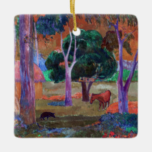 Adorno De Cerámica Paul Gauguin - Paisaje con un cerdo y un caballo
