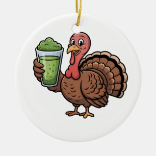 Adorno De Cerámica Pavo Amantes del Matcha de Acción de Gracias