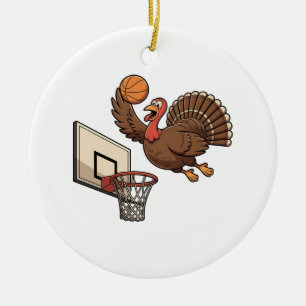 Adorno De Cerámica Pavo de Acción de Gracias Hundimiento Baloncesto D