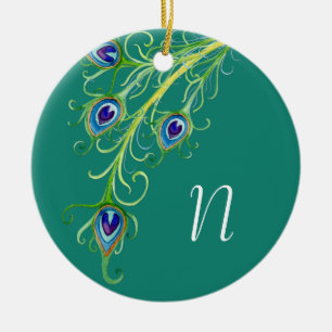 Adorno De Cerámica Pavo de pavo real de estilo Art Déco