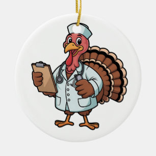 Adorno De Cerámica Pavo en un uniforme de enfermera de quirófano Día 