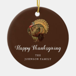 Adorno De Cerámica Pavo Vintage Elegante Feliz Día de Acción de Graci