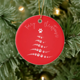 Adorno De Cerámica Paw Christmas Tree | Navidades furtivos
