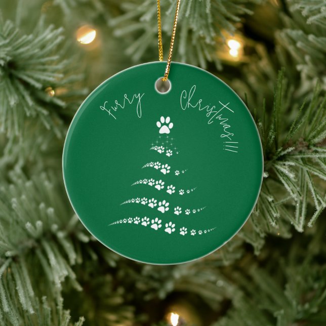 Adorno De Cerámica Paw Christmas Tree | Navidades furtivos (Árbol)