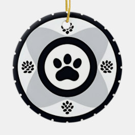 Adorno De Cerámica Paw Print con elementos decorativos