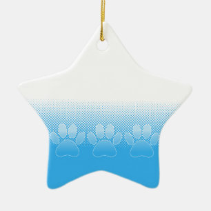 Adorno De Cerámica Paws Azules Y Blancos Con Fondo De Prensa