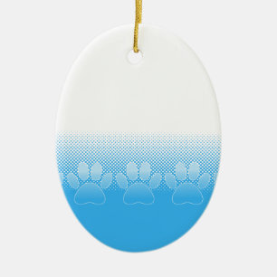 Adorno De Cerámica Paws Azules Y Blancos Con Fondo De Prensa