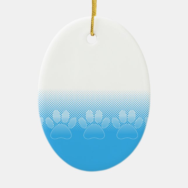 Adorno De Cerámica Paws Azules Y Blancos Con Fondo De Prensa (Frente)