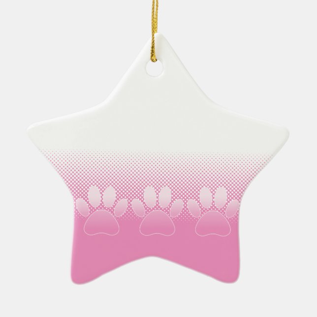 Adorno De Cerámica Paws Rosados Y Blancos Con Fondo De Prensa (Frente)