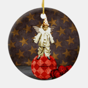 Adorno De Cerámica Payaso del ángel del circo del vintage