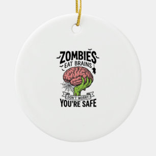 Adorno De Cerámica Payaso Zombie Come Cerebros Estás Seguro Halloween