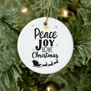 Adorno De Cerámica Paz Alegría Amor Navidad Trineo moderno de Santa