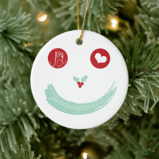 Adorno De Cerámica Paz Amor Alegría Alegría Sonriente Cara Navidades 