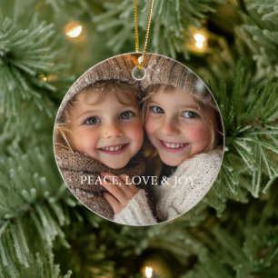 Adorno De Cerámica Paz Amor Alegría Mínimo Clásico Foto de Navidad