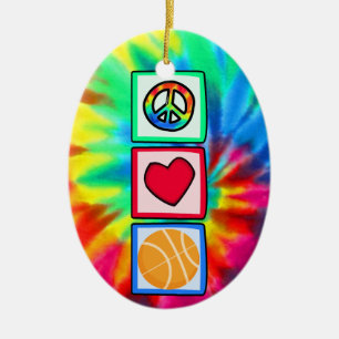 Adorno De Cerámica Paz, amor, baloncesto