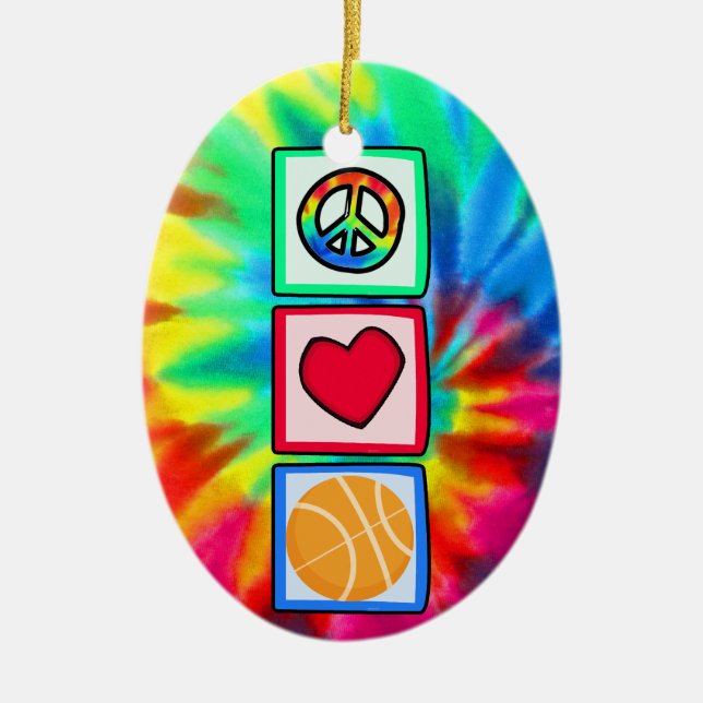 Adorno De Cerámica Paz, amor, baloncesto (Frente)