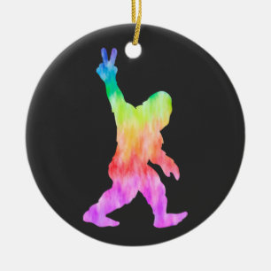 Adorno De Cerámica Paz Amor Bigfoot  