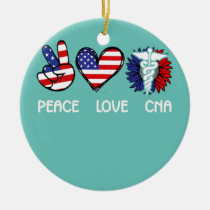 Adorno De Cerámica Paz Amor CNA Vida Patriótica Enfermera Cuatro De