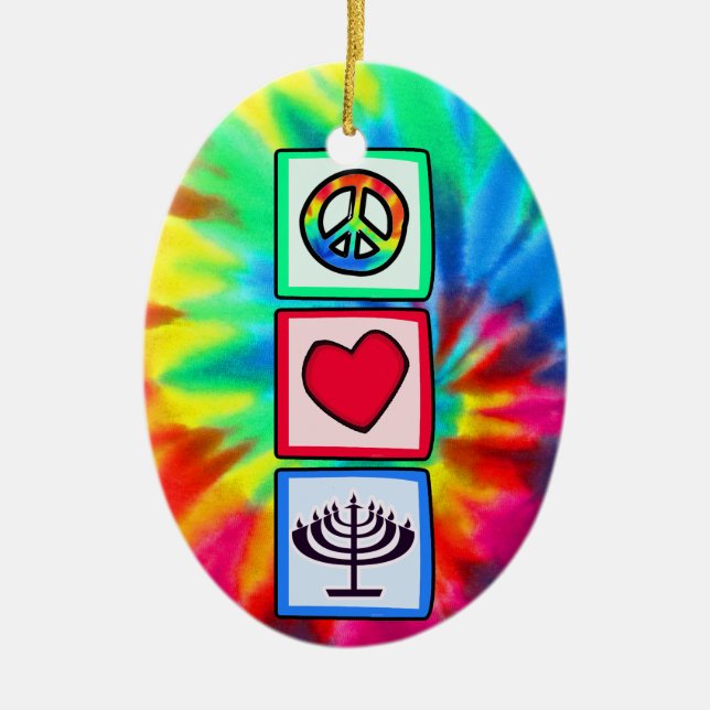 Adorno De Cerámica Paz, amor, Hanukkah (Frente)