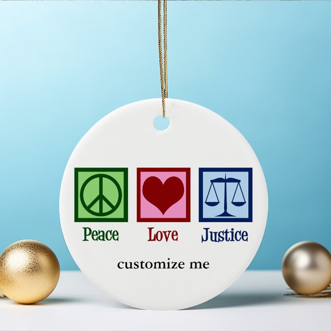 Adorno De Cerámica Paz Amor Justicia Personalizado Abogado Navidades (Subido por el creador)