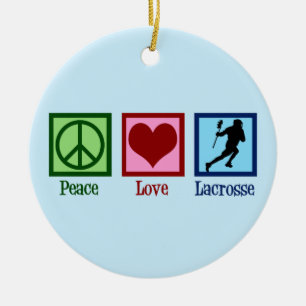 Adorno De Cerámica Paz Amor Lacrosse Navidad
