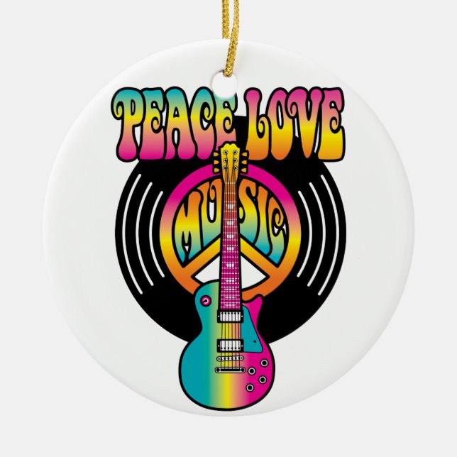 Adorno De Cerámica Paz-Amor-Música-Vinyl (Frente)