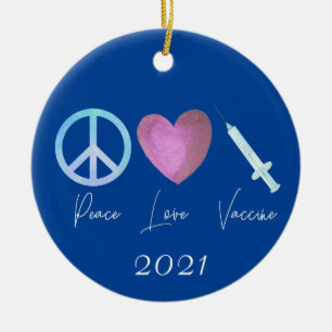 Adorno De Cerámica Paz Amor Vacuna Covid 2021