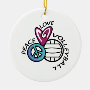 Adorno De Cerámica Paz, amor, voleibol