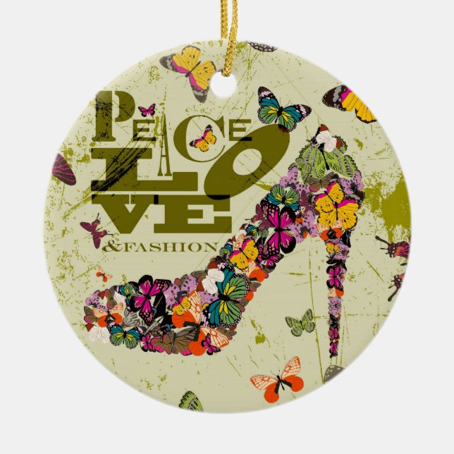 Adorno De Cerámica Paz, amor y moda. xo PJ. (Frente)