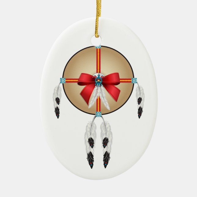 Adorno De Cerámica Paz aquí en la tierra, Ojibwe (Frente)