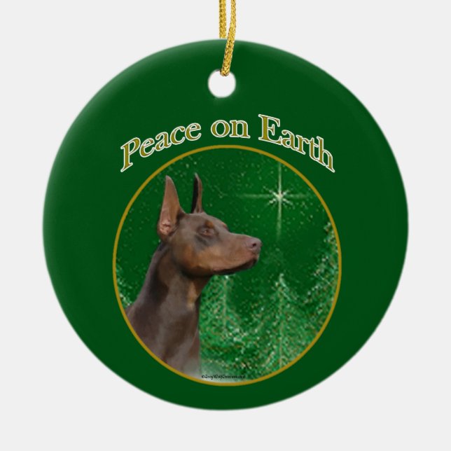 Adorno De Cerámica Paz de Doberman Pinscher (Frente)