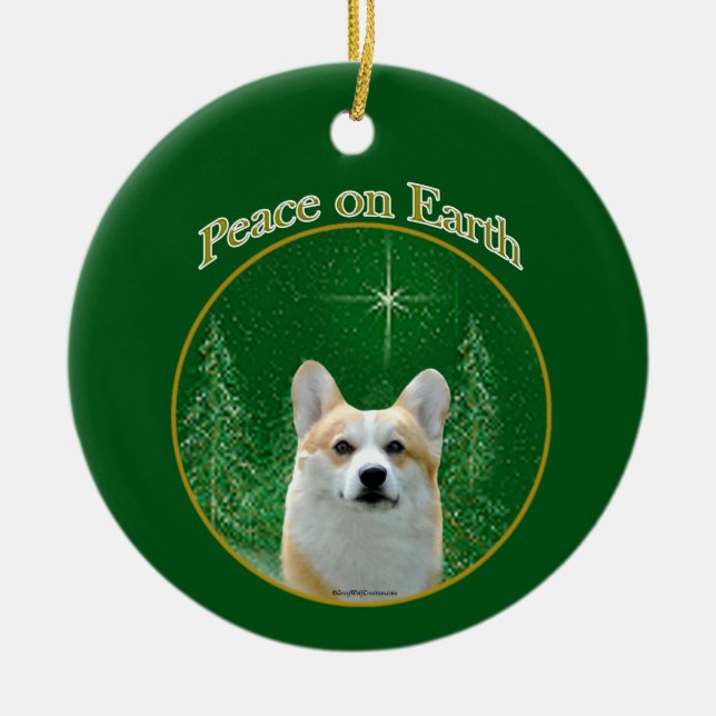 Adorno De Cerámica Paz de Pembroke Welsh Corgi (Frente)