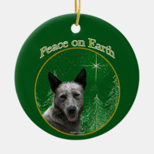 Adorno De Cerámica Paz del perro de ganado vacuno australiano