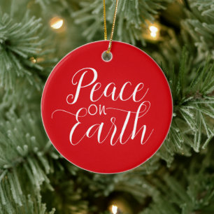 Adorno De Cerámica Paz en la Biblia contra Navidades rojos y blancos