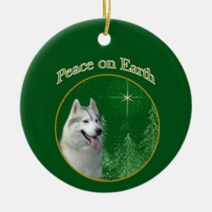 Adorno De Cerámica Paz Husky Siberiana