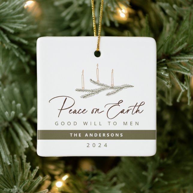 Adorno De Cerámica Paz personalizada en la Tierra Navidades religioso (Árbol)