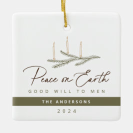 Adorno De Cerámica Paz personalizada en la Tierra Navidades religioso